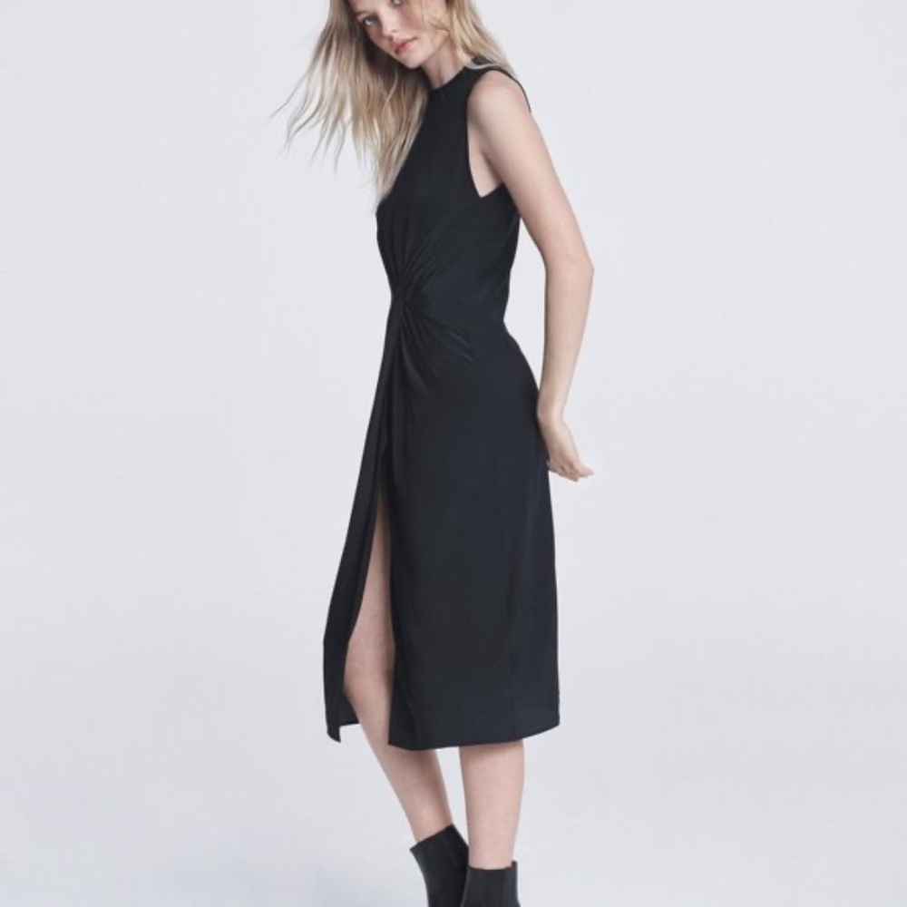 NWT Rag & Bone Seon Silk Front Slit Black Dress Size 0